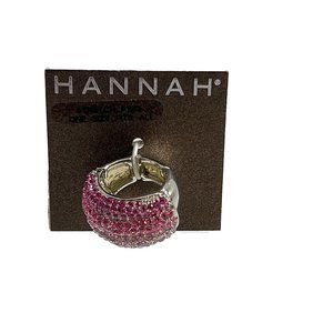 Hannah Ring Stretch Silver Tone Pink Rhinestones Size Fits All Bling Sparkle New